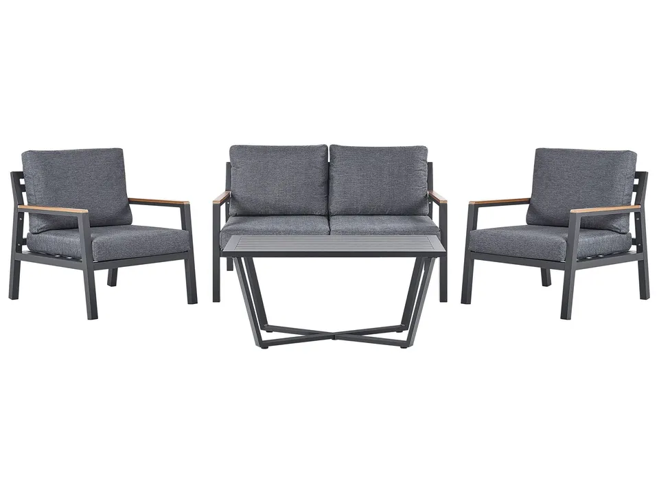 beliani-delia-lounge-set-aluminium-dunkelgrau-4-sitzer image 1