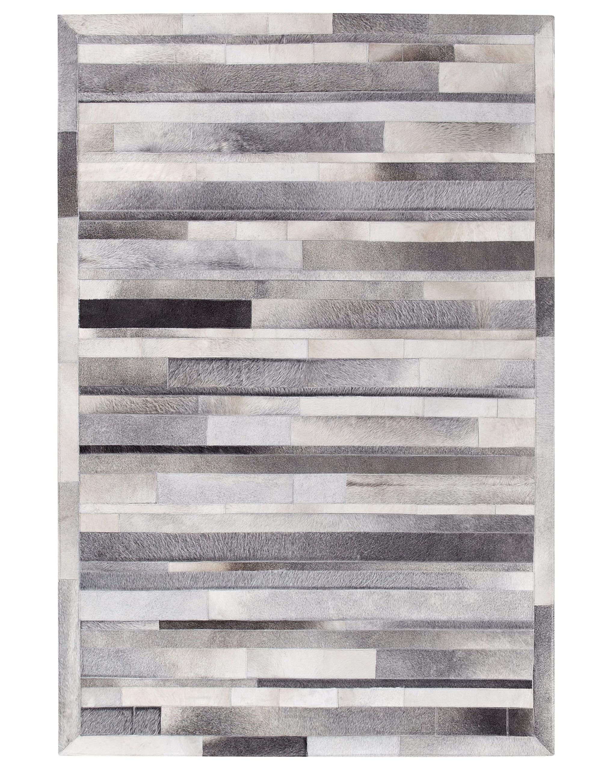 beliani-teppiche-azay-teppich-leder-hellgrau-140x200-cm image 1