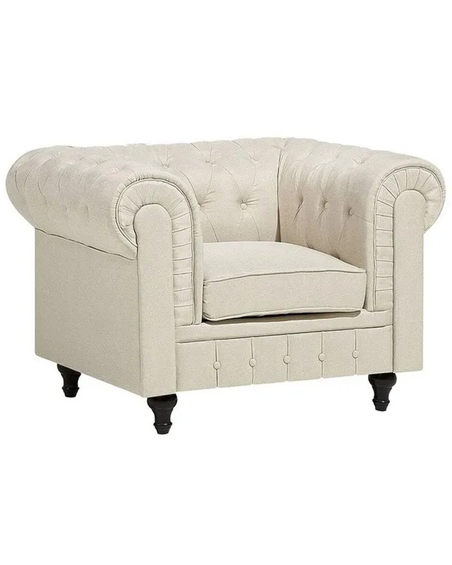 beliani-sessel-chesterfield-sessel-beige-polster-klassisch-armlehne image 1