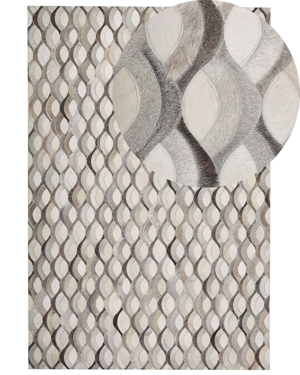 beliani-kirca-leder-teppich-160x230-cm-braun-beige-patchwork image 1