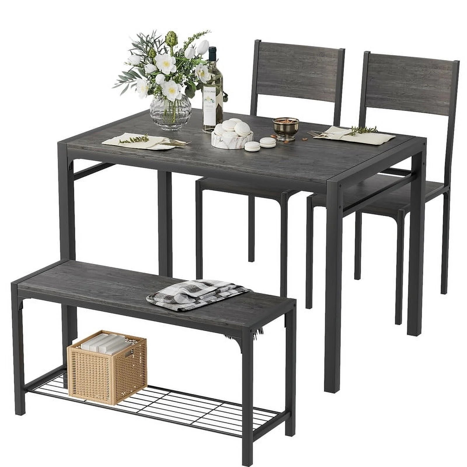 homall-patio-furniture-esstisch-set-4-teilig-grau-holz-f-r-4-personen image 1