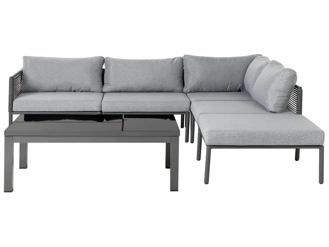 beliani-forano-lounge-set-aluminium-6-personen-couchtisch-grau image 1