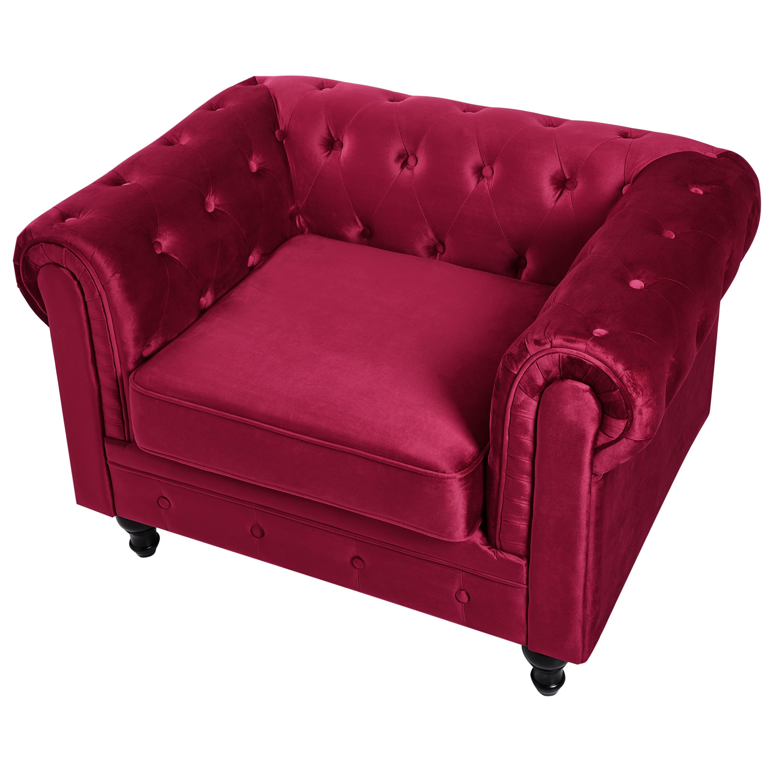 beliani-chesterfield-sessel-samt-dunkelrot-englischer-stil image 5