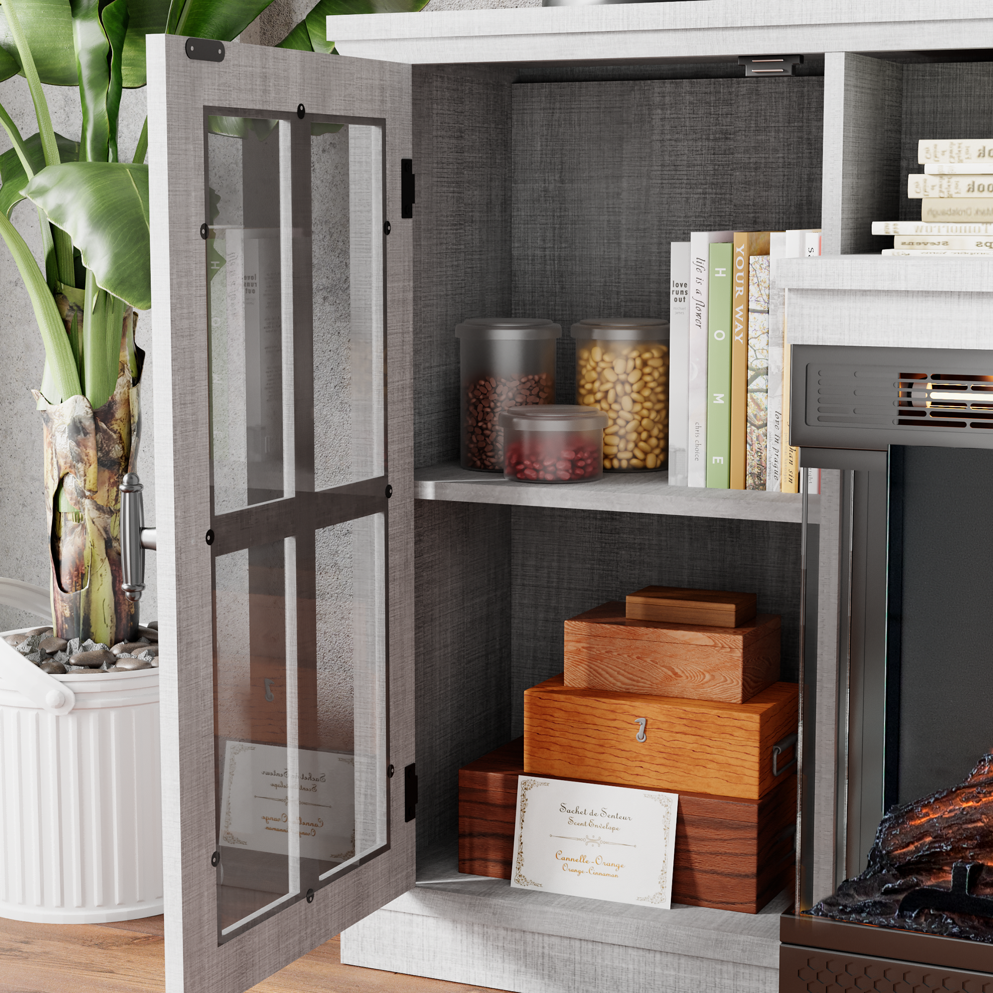 homall-tv-stand-lowboard-65-zoll-mit-kamin-schwarz-3-seitig-glas image 5