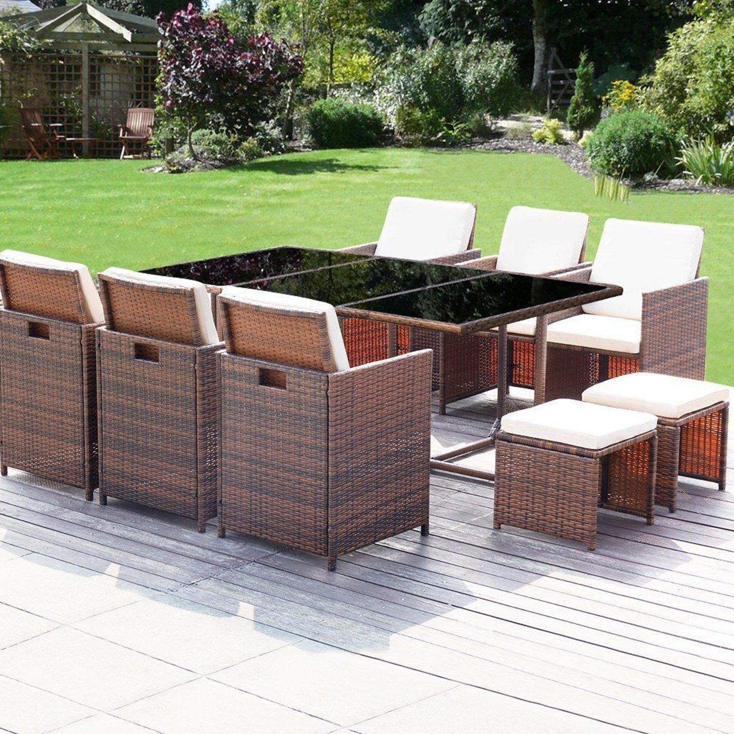 homall-patio-furniture-11-tlg-rattan-essgruppe-mit-glastisch image 2