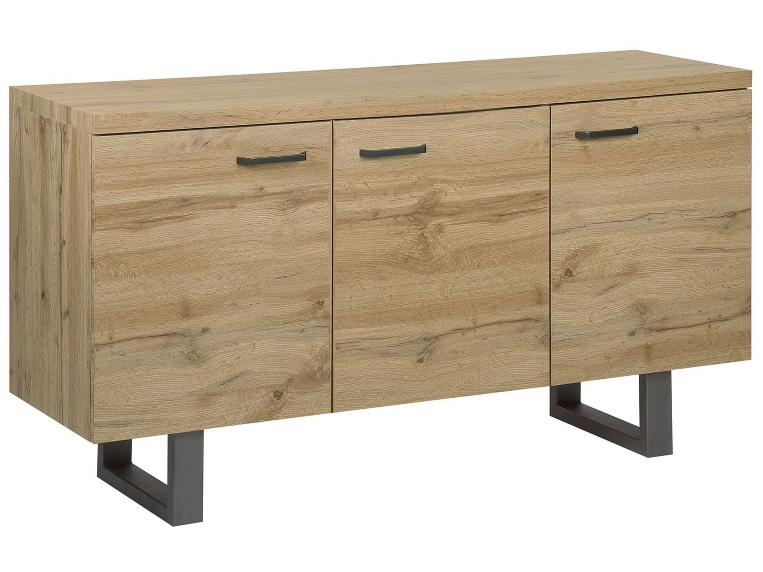 beliani-timber-sideboard-140-cm-hell-kommode-3-t-ren image 1