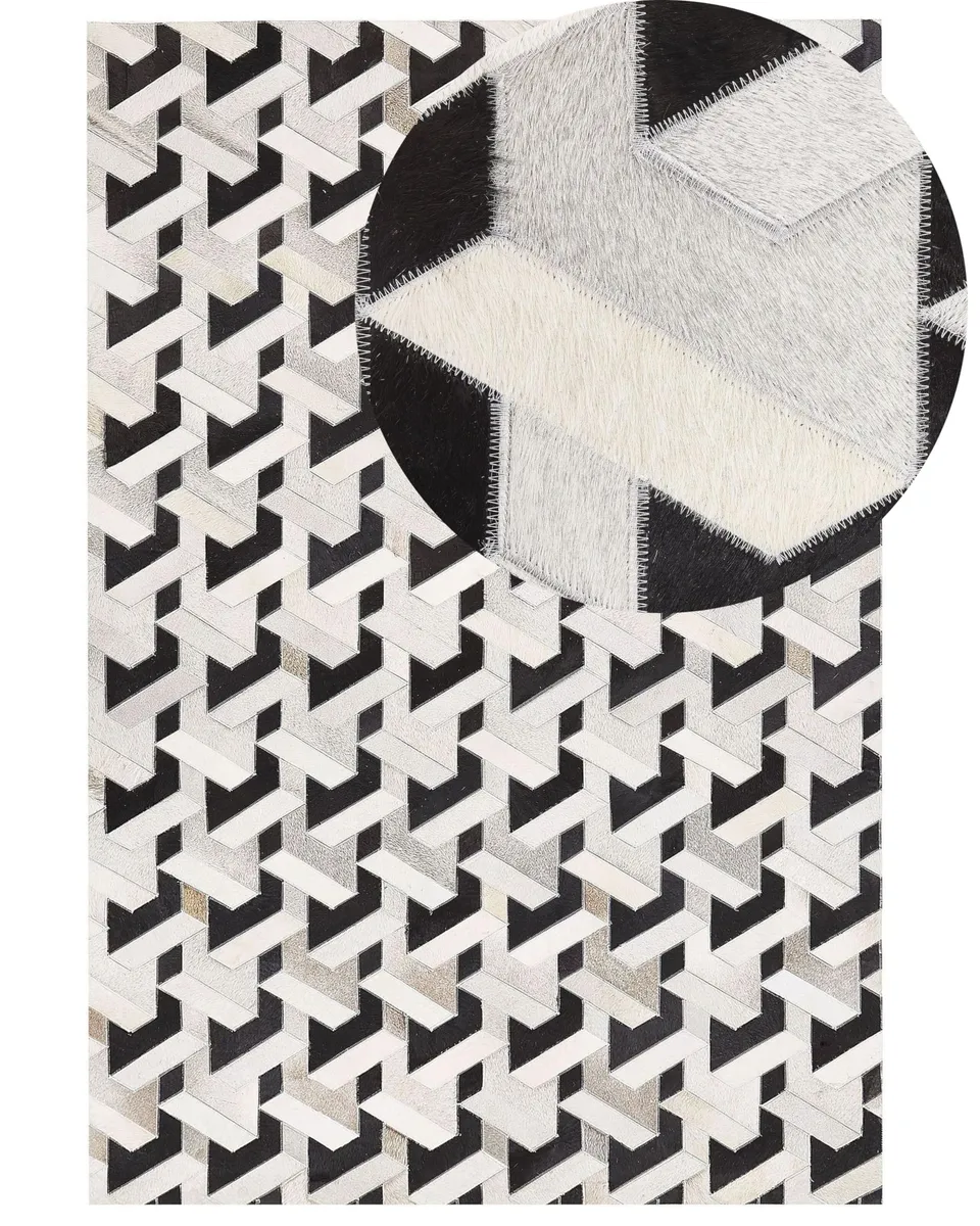 beliani-narman-kuhfell-teppich-160x230-cm-schwarz-grau-3d image 1