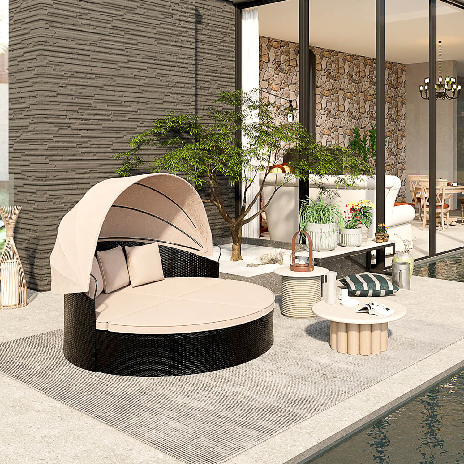 homall-daybed-sonneninsel-rattan-rund-mit-baldachin-garten image 2