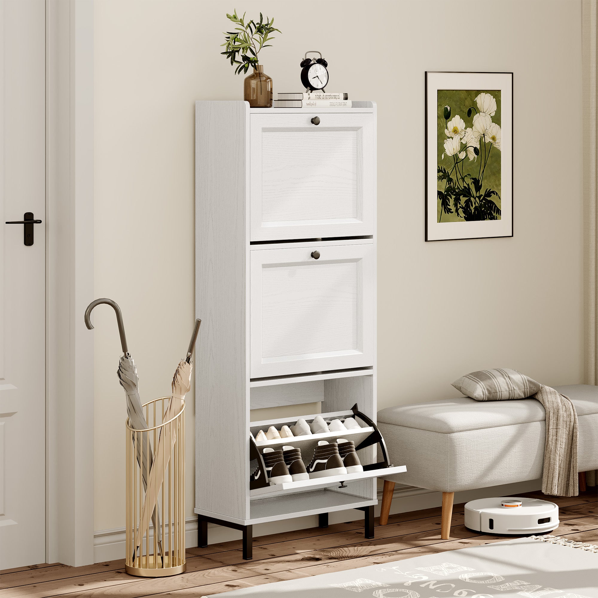 bealife-fs52-schuhschrank-schmal-wei-3-kippladen image 6
