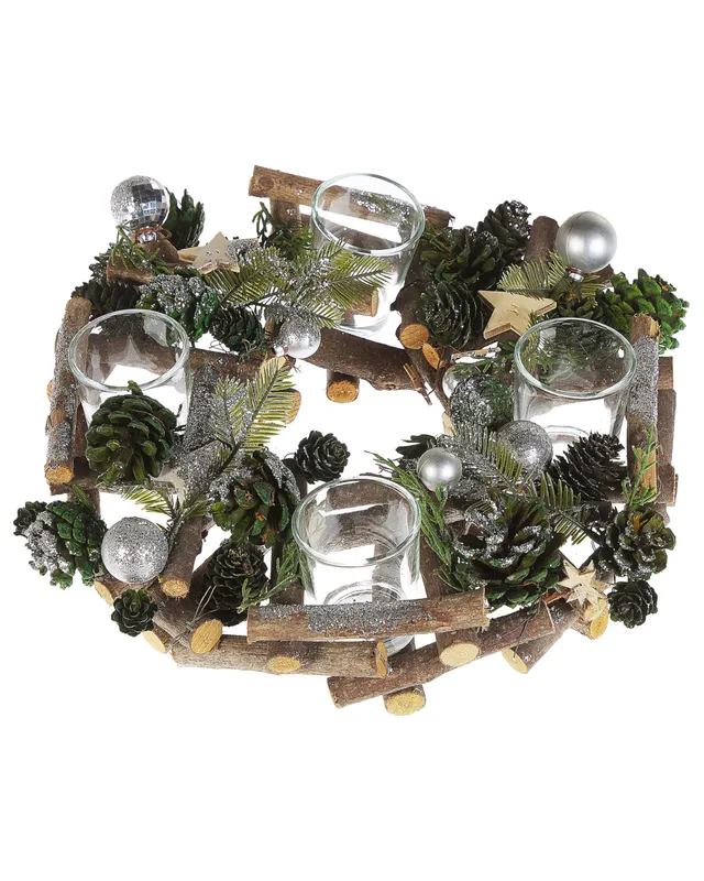 beliani-jatuni-adventskranz-holz-gr-n-30-cm-4-gl-ser image 1