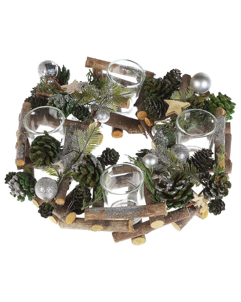 beliani-jatuni-adventskranz-holz-gr-n-30-cm-4-gl-ser image 1