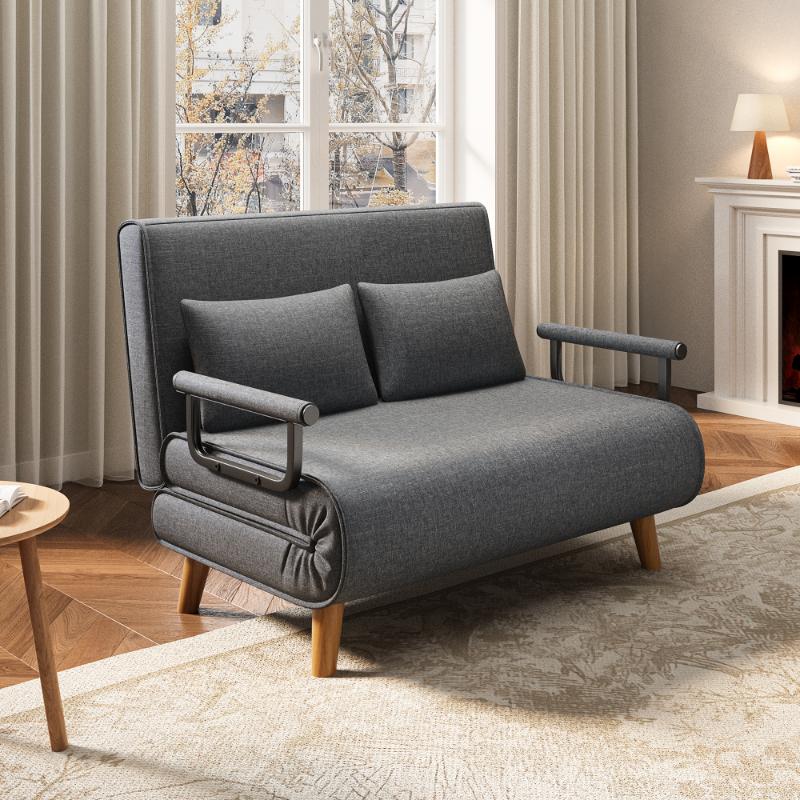 bealife-sofas-ar51-doppel-klappsofa-dunkelgrau-stoff-2-in-1 image 2