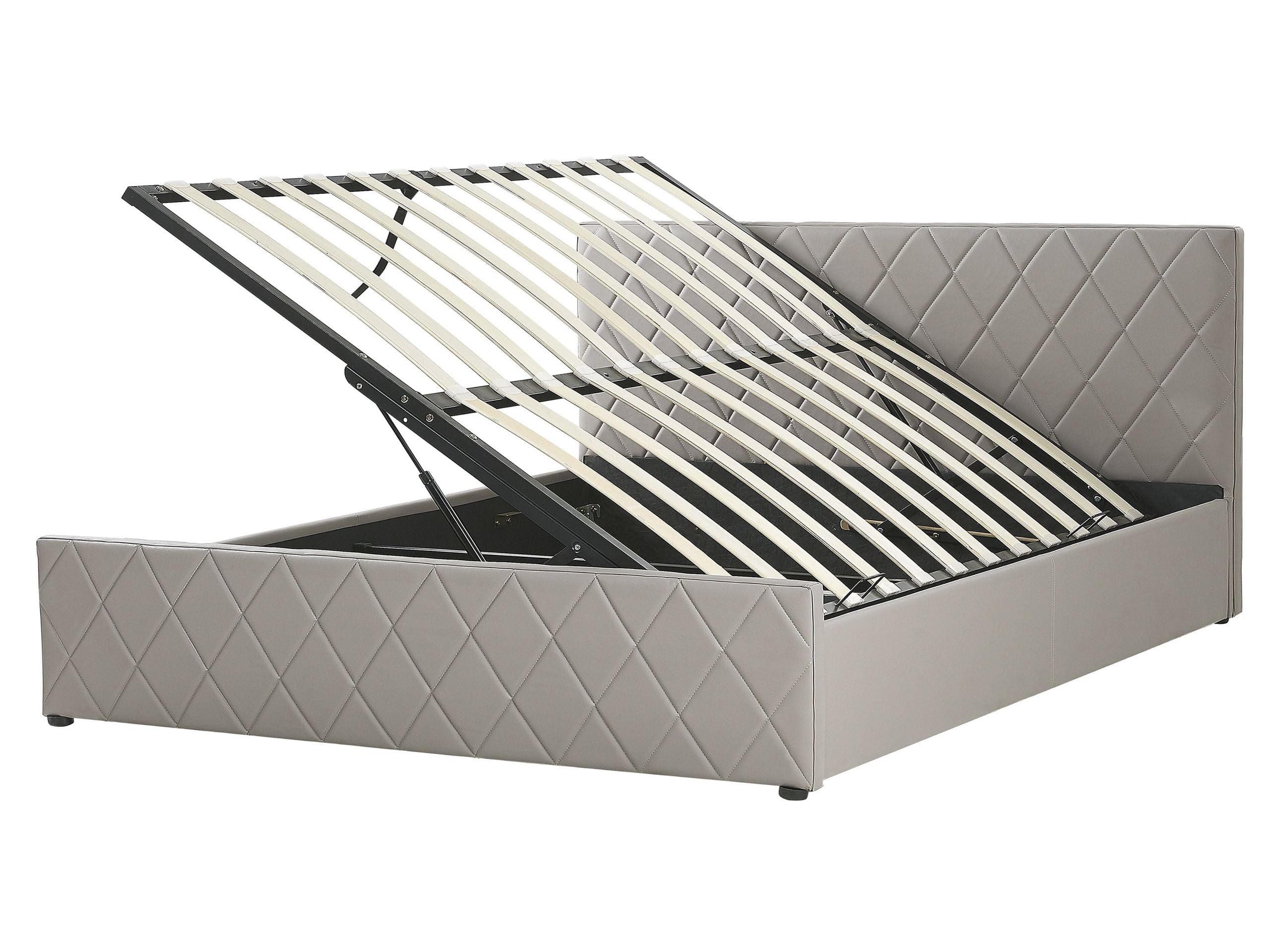 beliani-rochefort-doppelbett-160x200-bettkasten-grau-kunstleder image 1