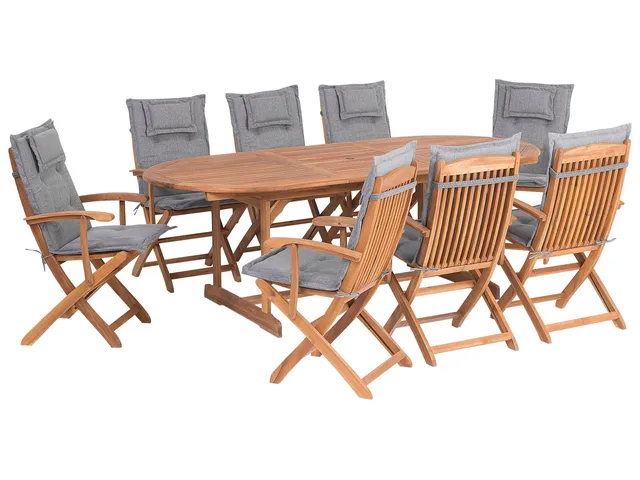 beliani-maui-gartenset-akazienholz-8-sitzer-ausziehtisch-grau image 1