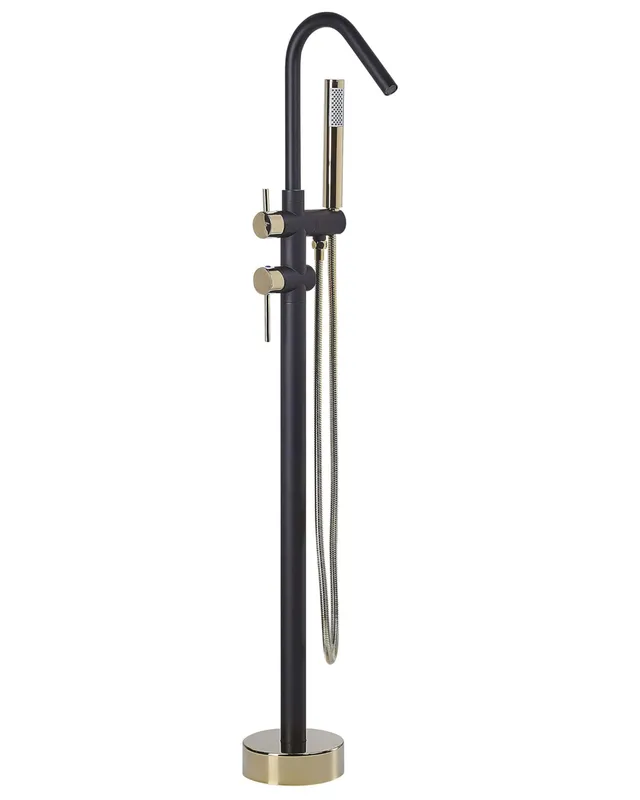 beliani-victoria-badewannenarmatur-freistehend-schwarz-gold image 1