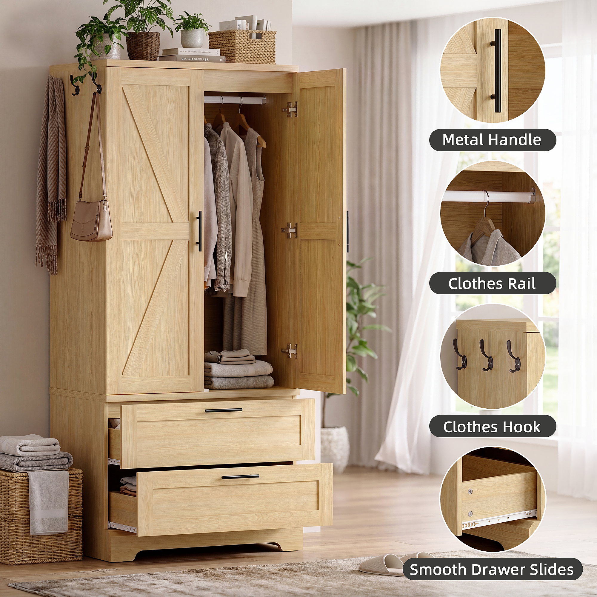 homall-bedroom-kleiderschrank-schubladen-beige-sensorlicht image 8