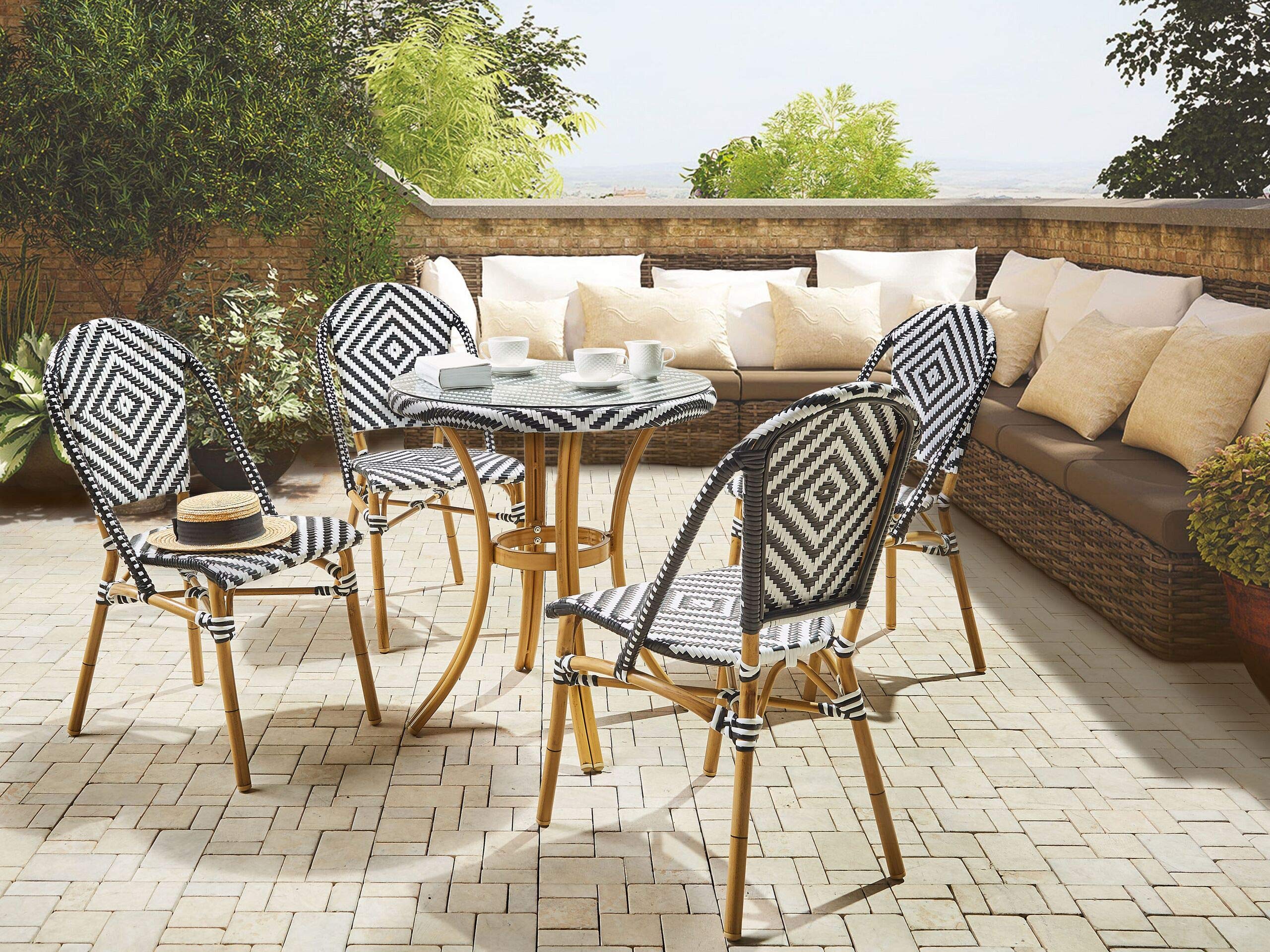 beliani-rifreddo-gartenset-rattan-schwarz-weiss-4-sitzer image 2