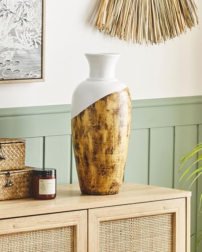 beliani-terrakotta-vase-braun-wei-used-look-deko image 7