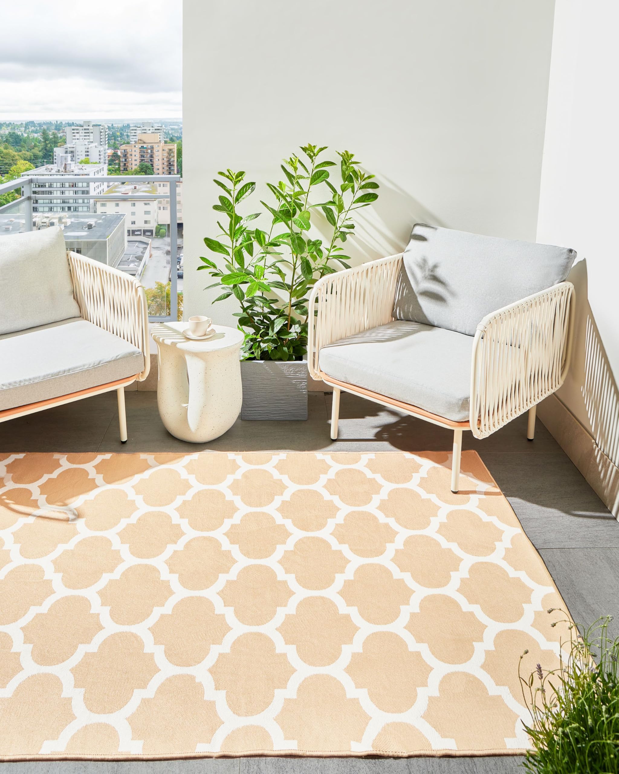 beliani-aksu-teppich-140x200-beige-handgewebt-marokko-muster image 2