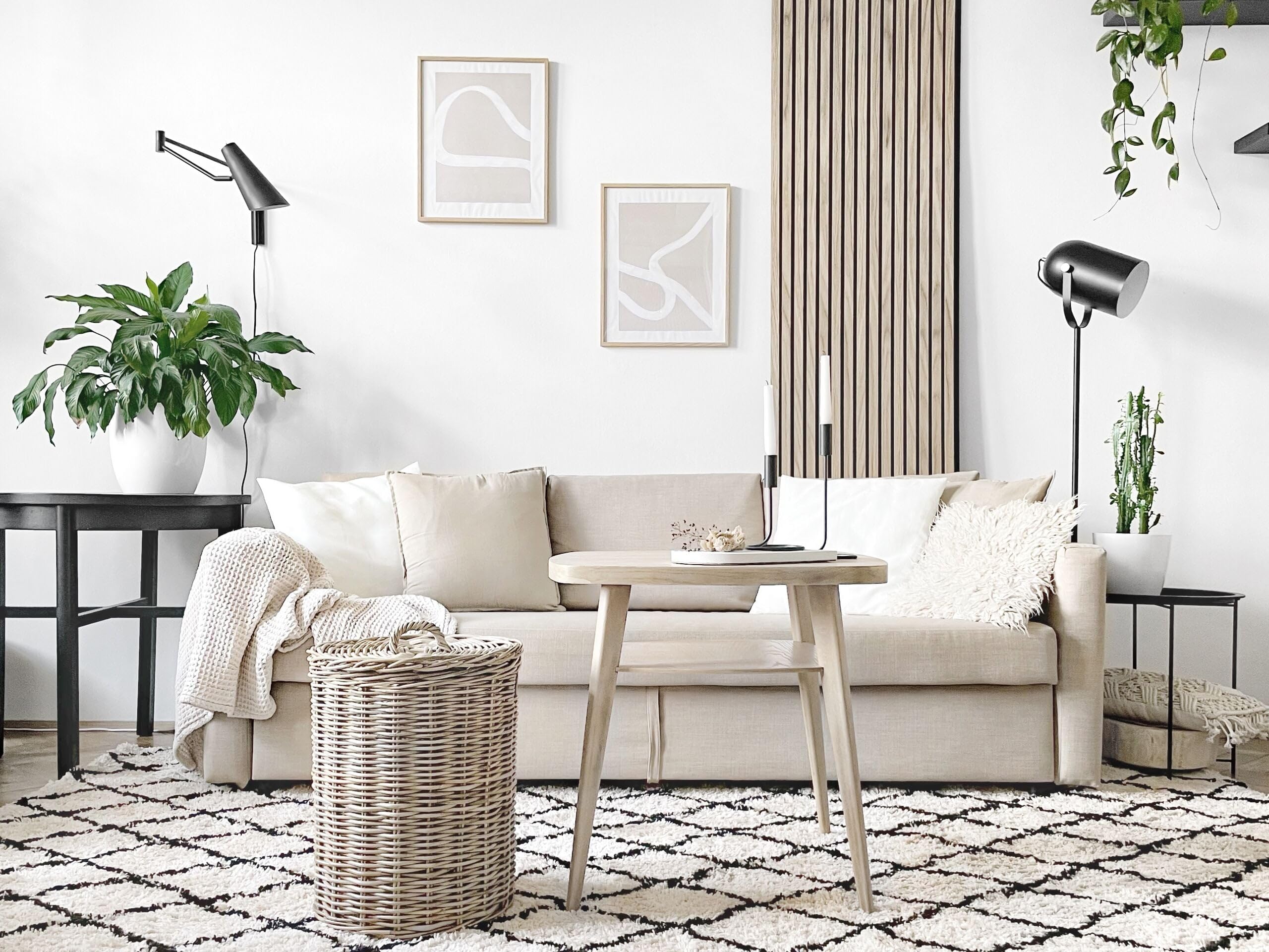 beliani-midyat-teppich-200x200-cm-beige-schwarz-karo image 7