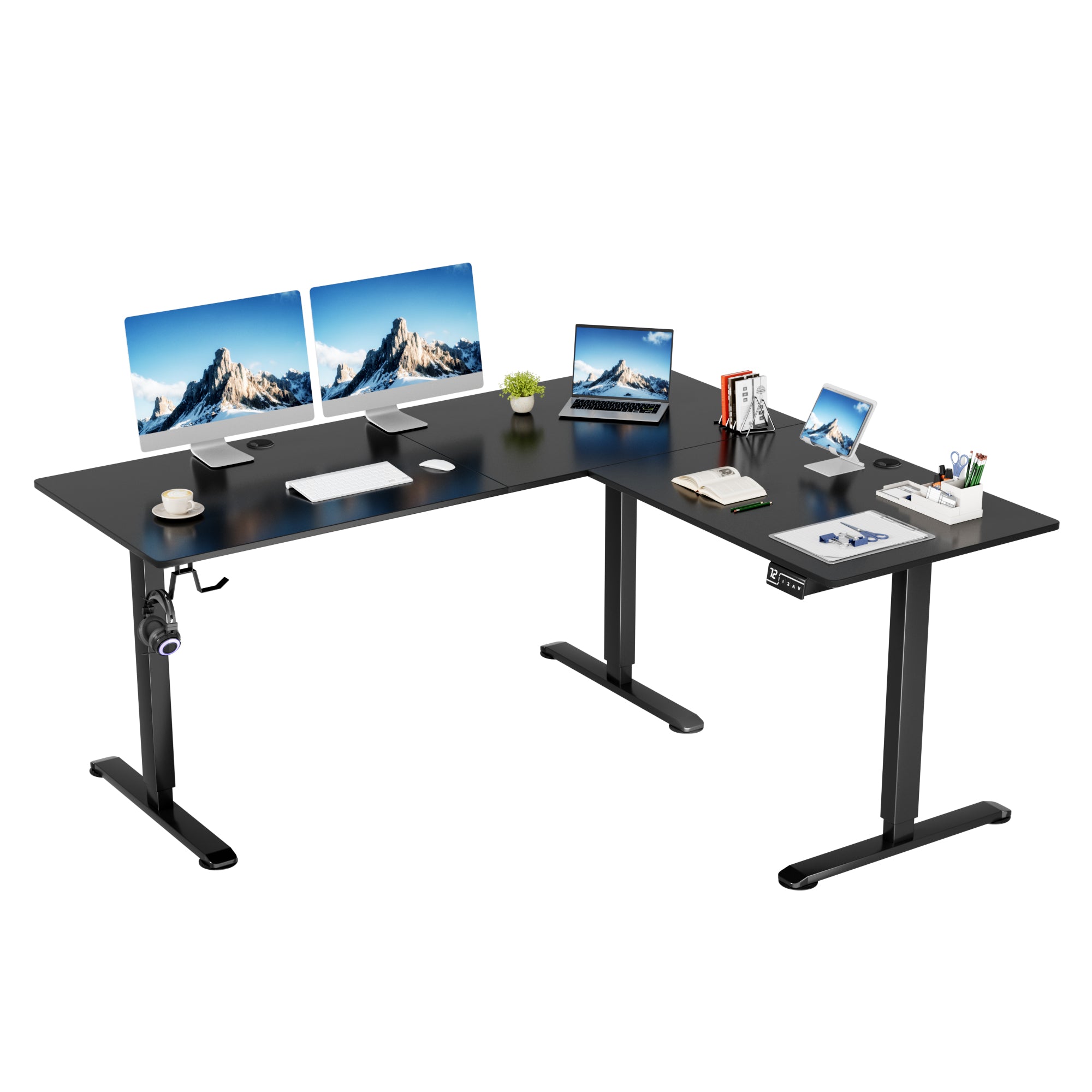 homall-standing-desk-l-form-elektrischer-schreibtisch-schwarz-l image 1