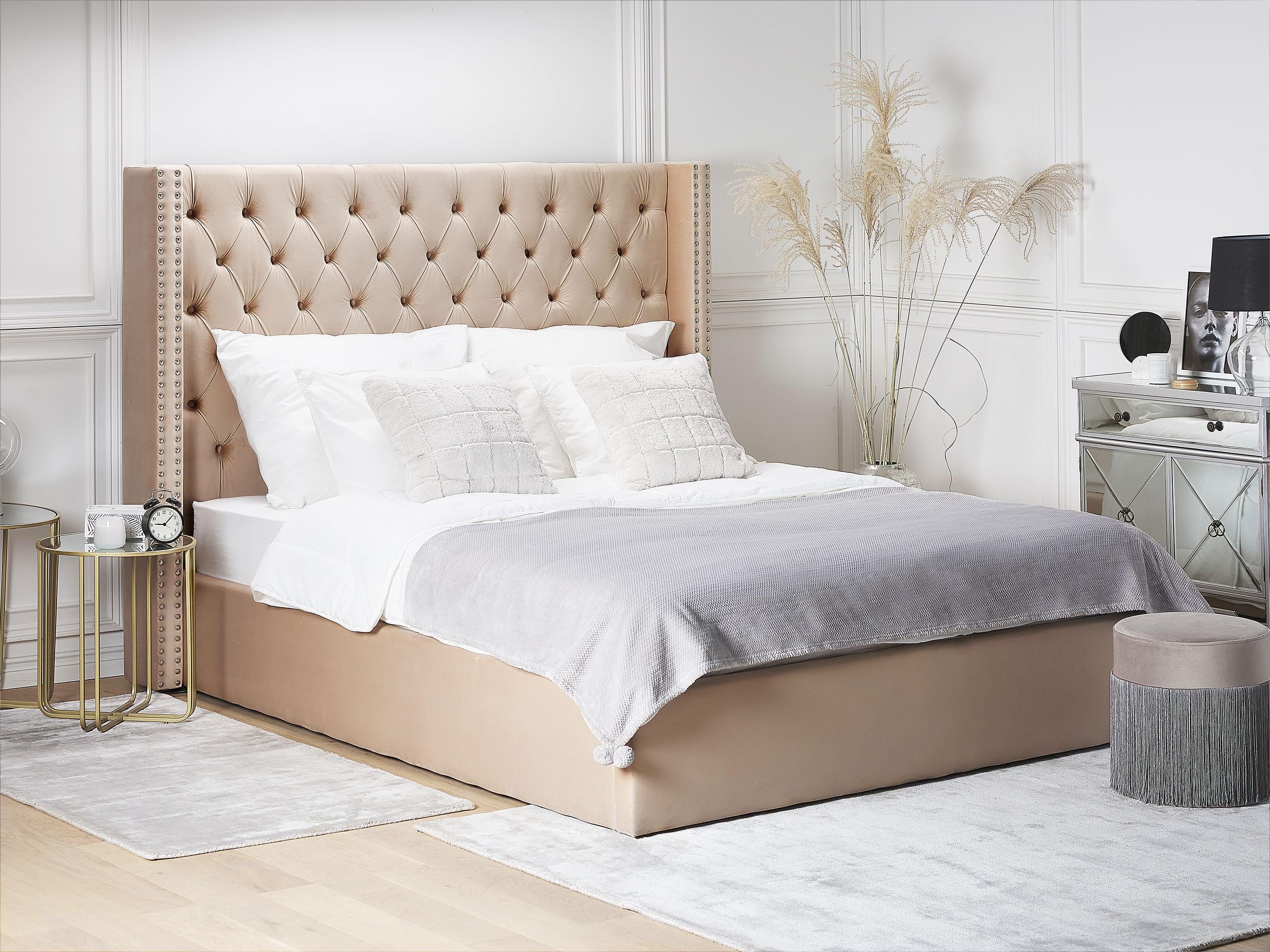 beliani-lubbon-bett-160x200-beige-samt-mit-bettkasten image 2
