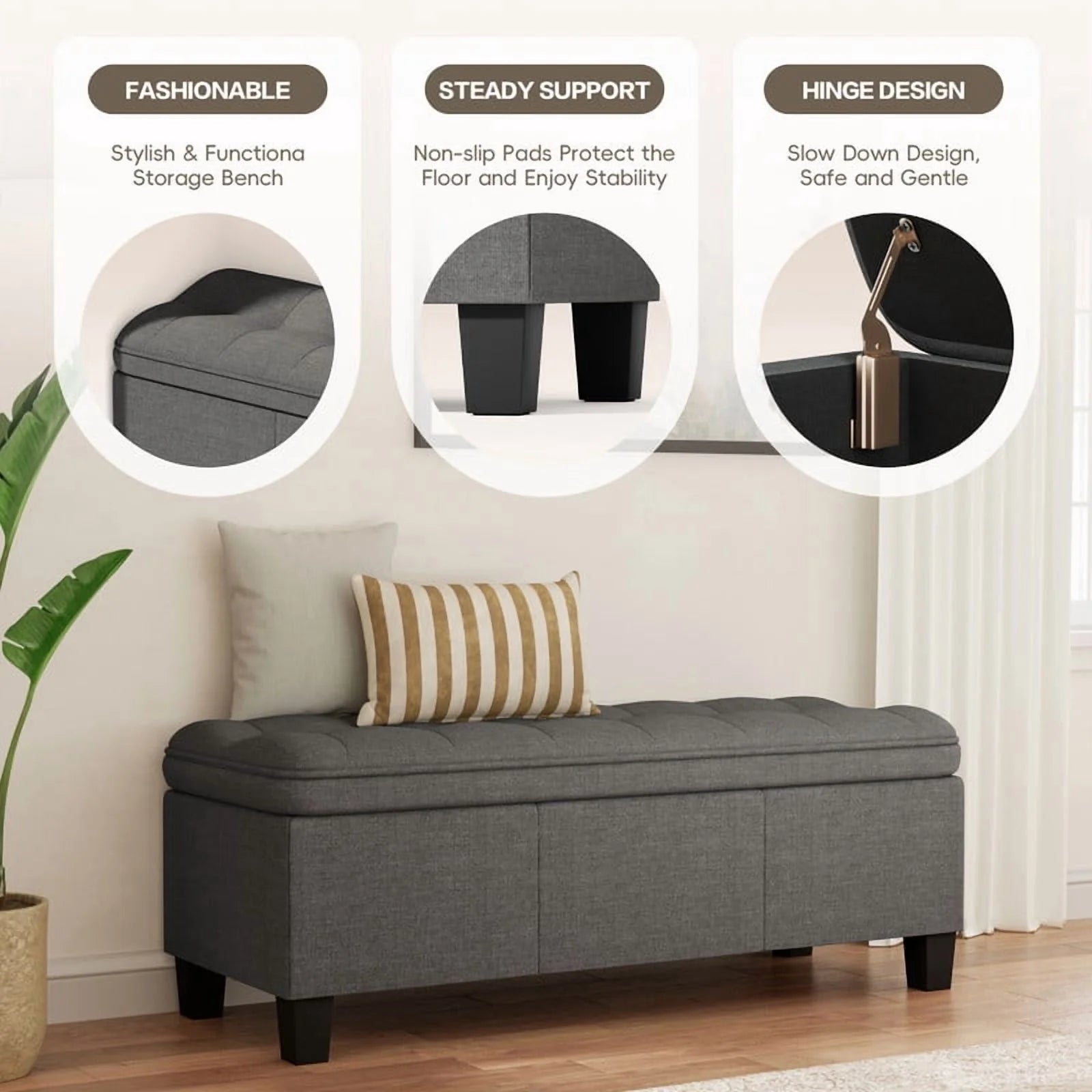 homall-sofa-sitzbank-dunkelgrau-leinen-mit-stauraum-120cm image 7