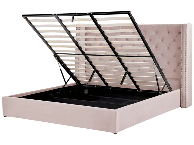 beliani-lubbon-polsterbett-180x200-rosa-samt-mit-bettkasten image 1