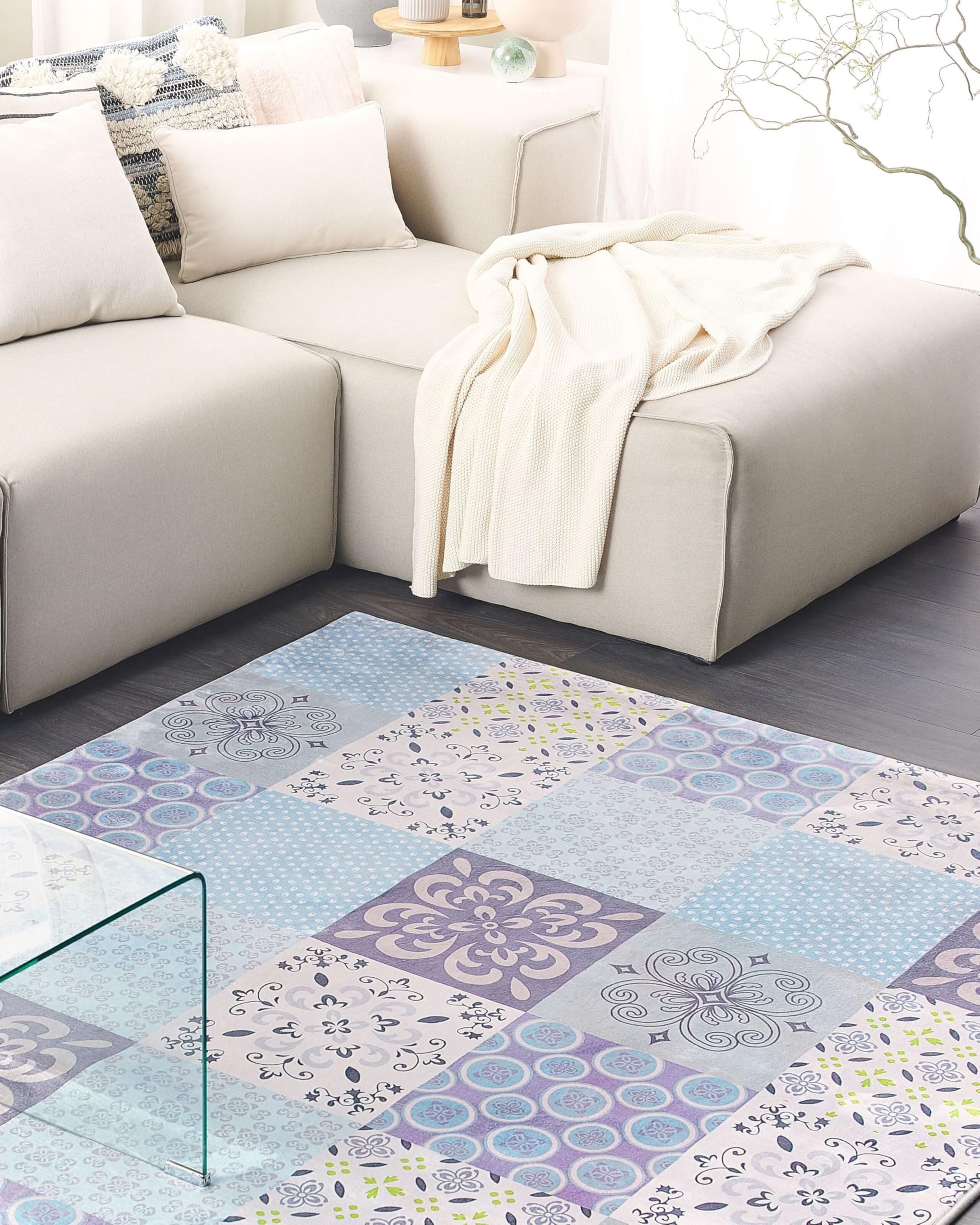 beliani-inkaya-teppich-140x200-cm-grau-mosaik-polyester image 2