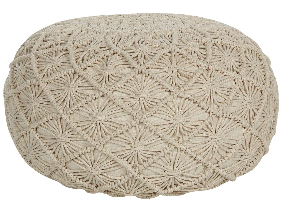 beliani-berkane-pouf-baumwolle-beige-rund-50-cm image 1