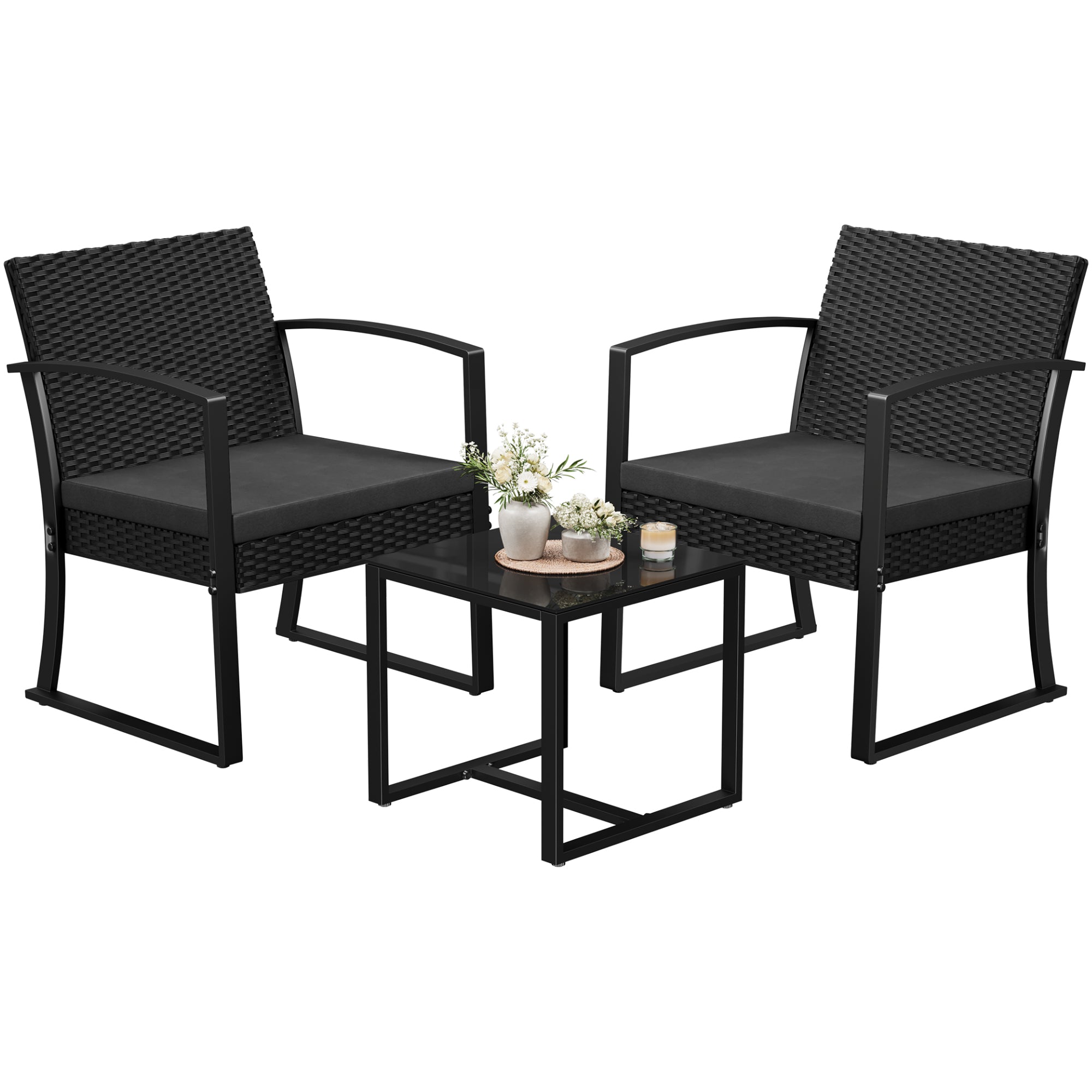 homall-patio-furniture-rattan-set-schwarz-3-teilig image 4