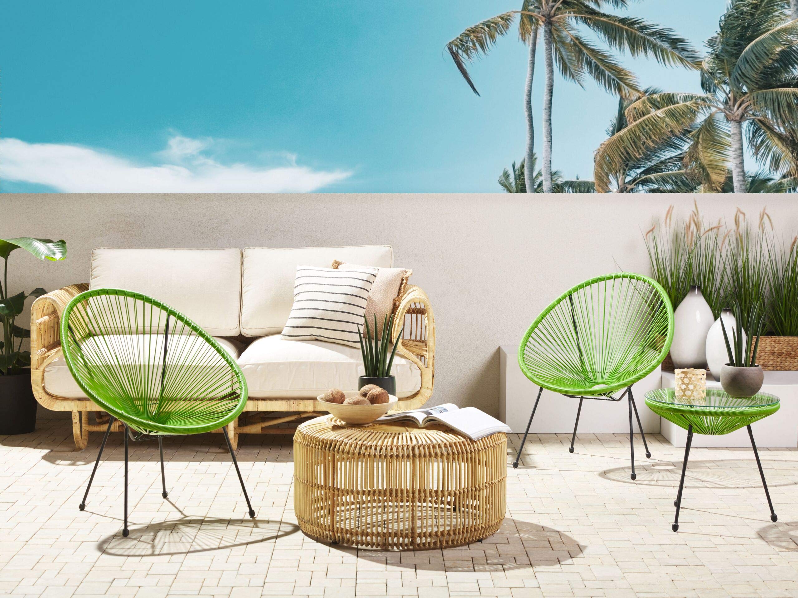 beliani-acapulco-balkonset-gr-n-rattan-2-st-hle-tisch image 2