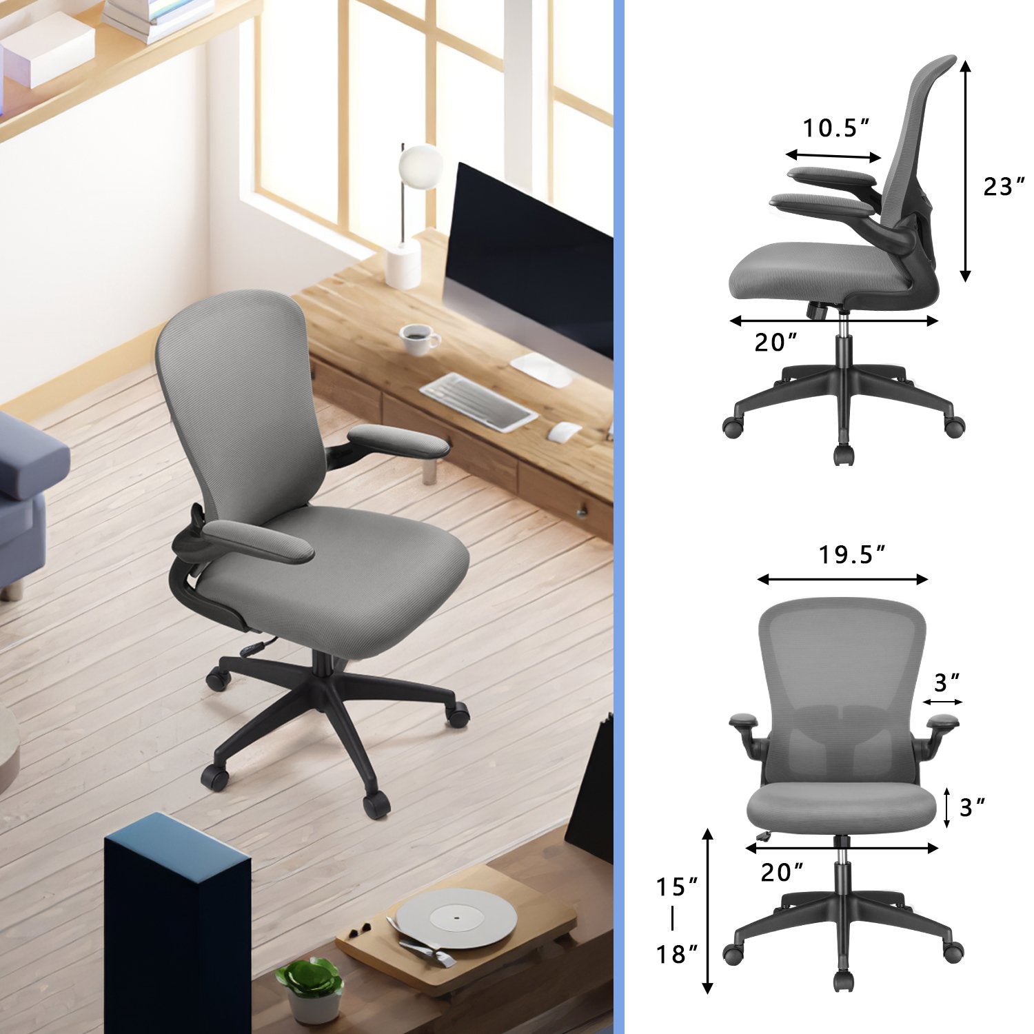 homall-office-mesh-chair-b-rostuhl-grau-ergonomisch image 7