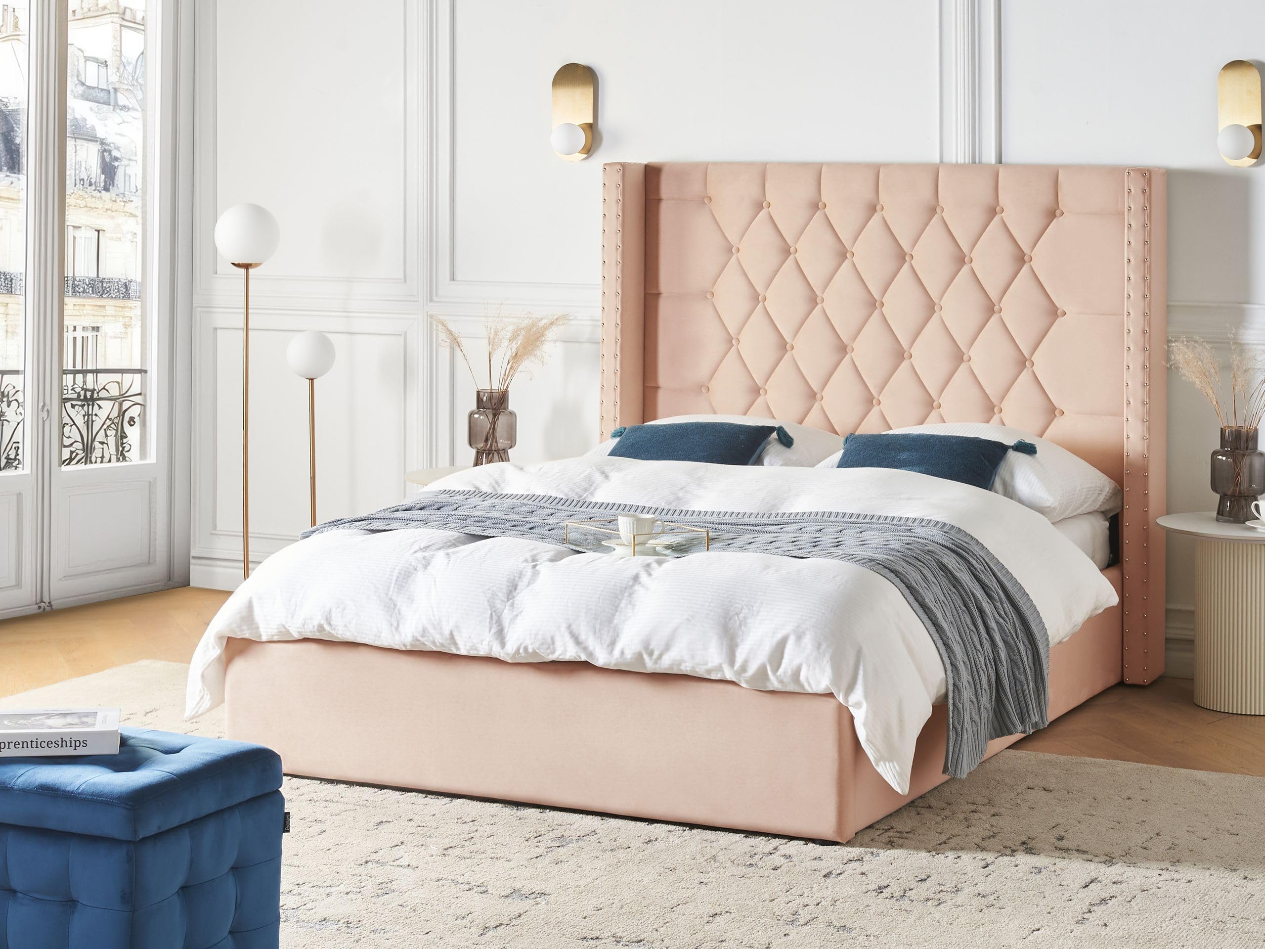beliani-lubbon-polsterbett-140x200-beige-samt-mit-bettkasten image 2