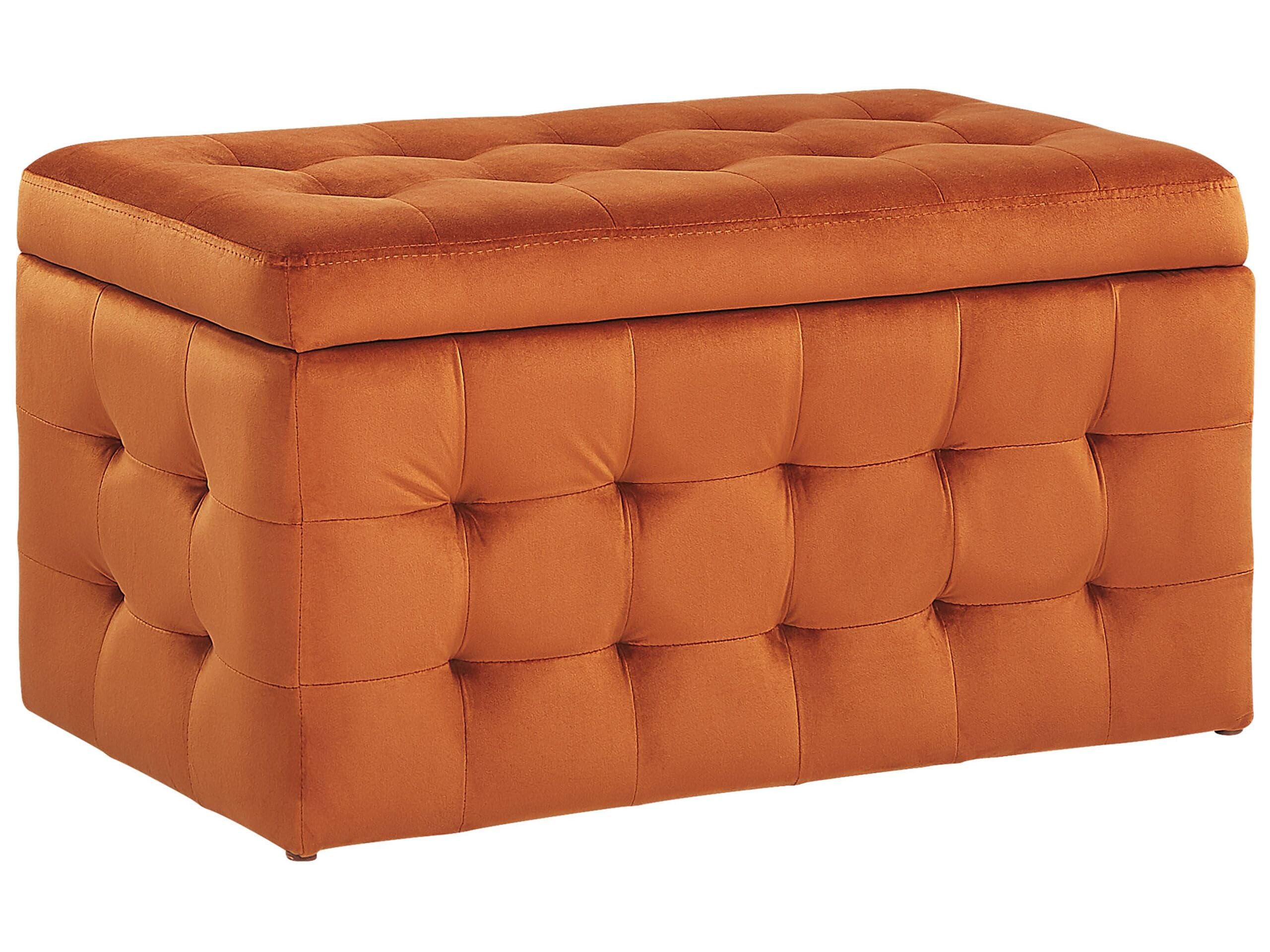 beliani-michigan-hocker-samt-orange-mit-stauraum-72-cm image 1