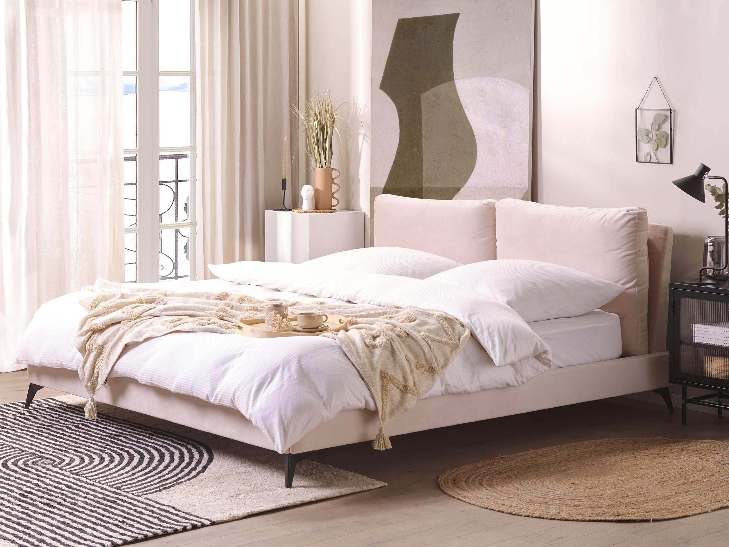 beliani-melle-polsterbett-samt-rosa-180x200-cm image 2