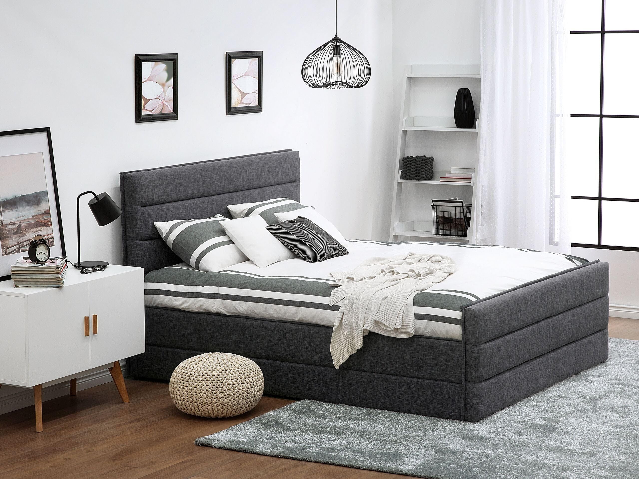 beliani-doppelbett-180x200-dunkelgrau-stoff-mit-kopfteil image 2