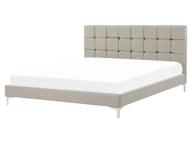 beliani-ambert-doppelbett-160x200-cm-grau-kunstleder-polsterbett image 1