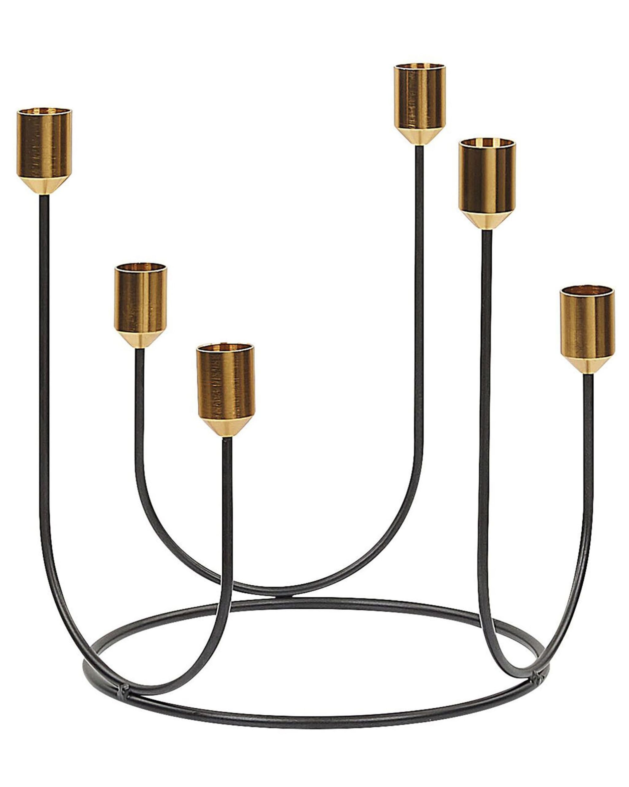 kerzenst-nder-schwarz-gold-metall-6-flammig-26cm image 1