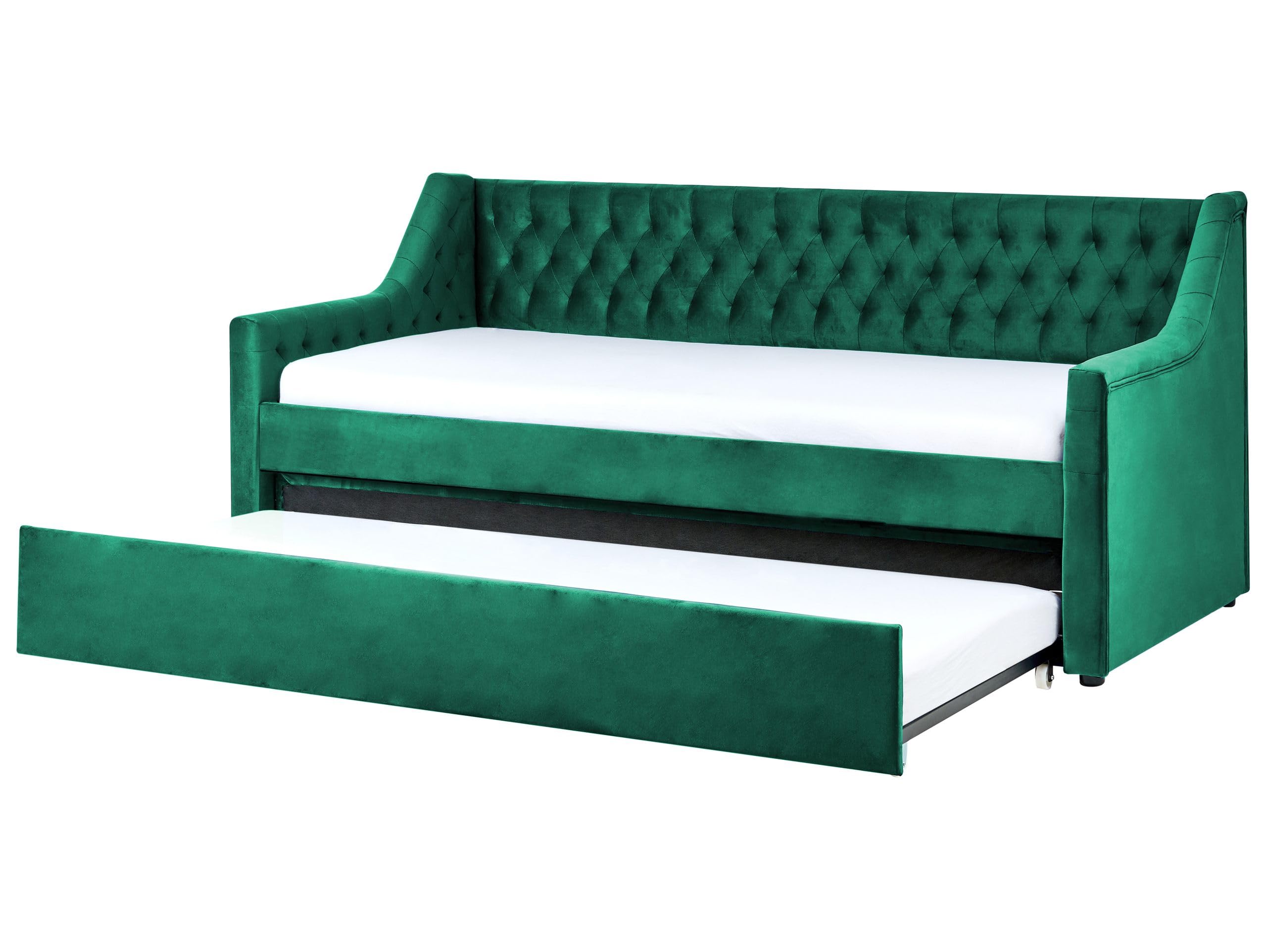 beliani-montargis-tagesbett-samt-smaragdgr-n-90x200-ausziehbar image 1
