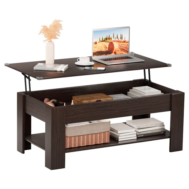 homall-couchtisch-lift-braun-holz-100cm-mit-stauraum image 1