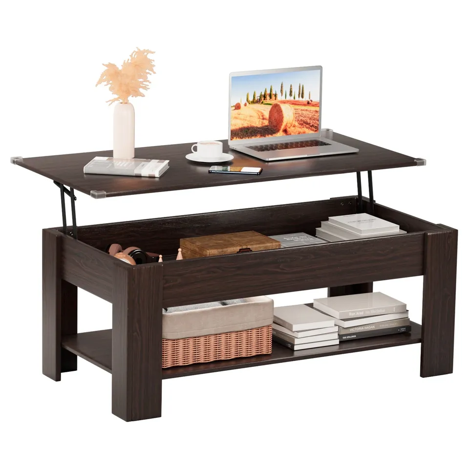 homall-couchtisch-lift-braun-holz-100cm-mit-stauraum image 1