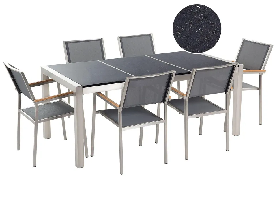 beliani-grosseto-gartenm-belset-180-cm-schwarz-grau-granit image 1