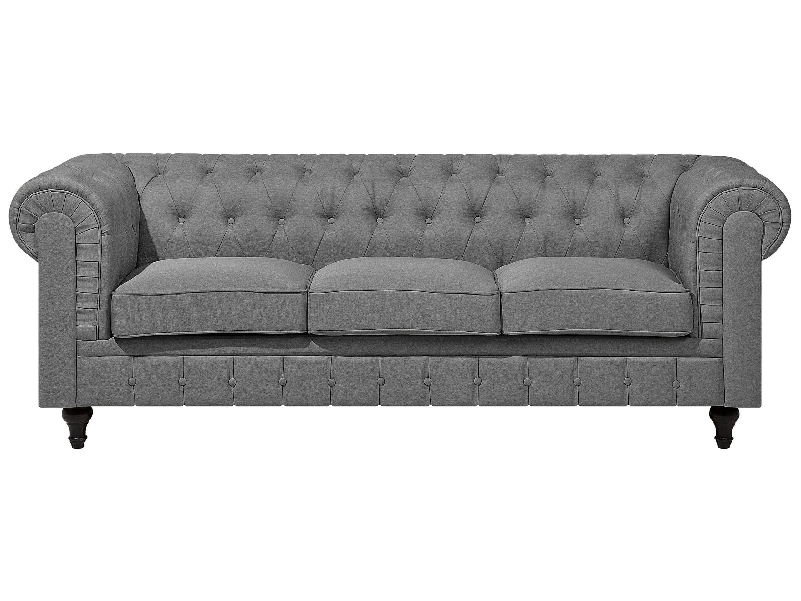 beliani-chesterfield-3er-sofa-hellgrau-stoff-222-cm image 1