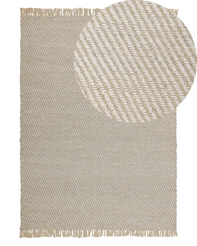 beliani-aladag-teppich-140x200-beige-boho-fransen image 1