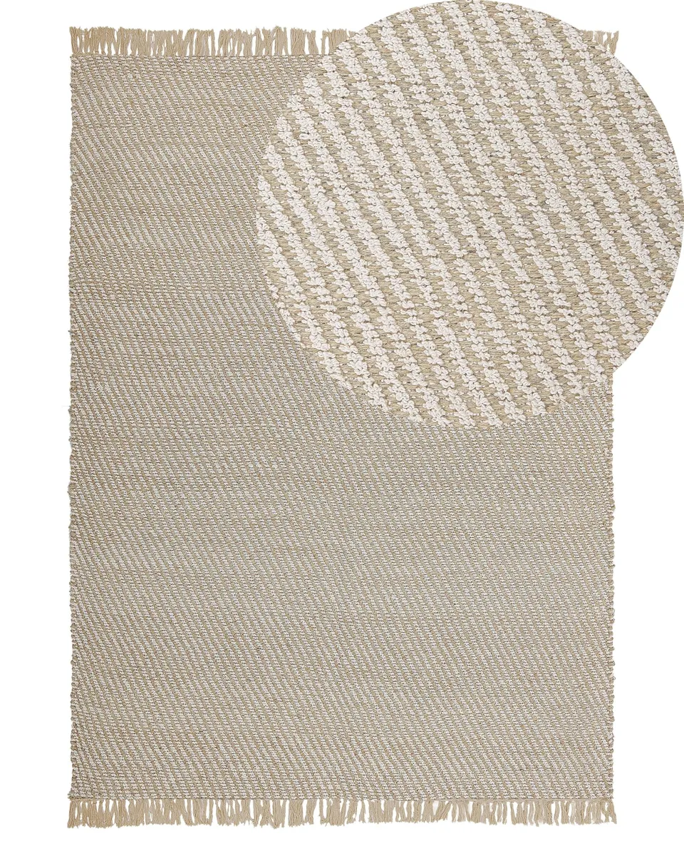 beliani-aladag-teppich-140x200-beige-boho-fransen image 1