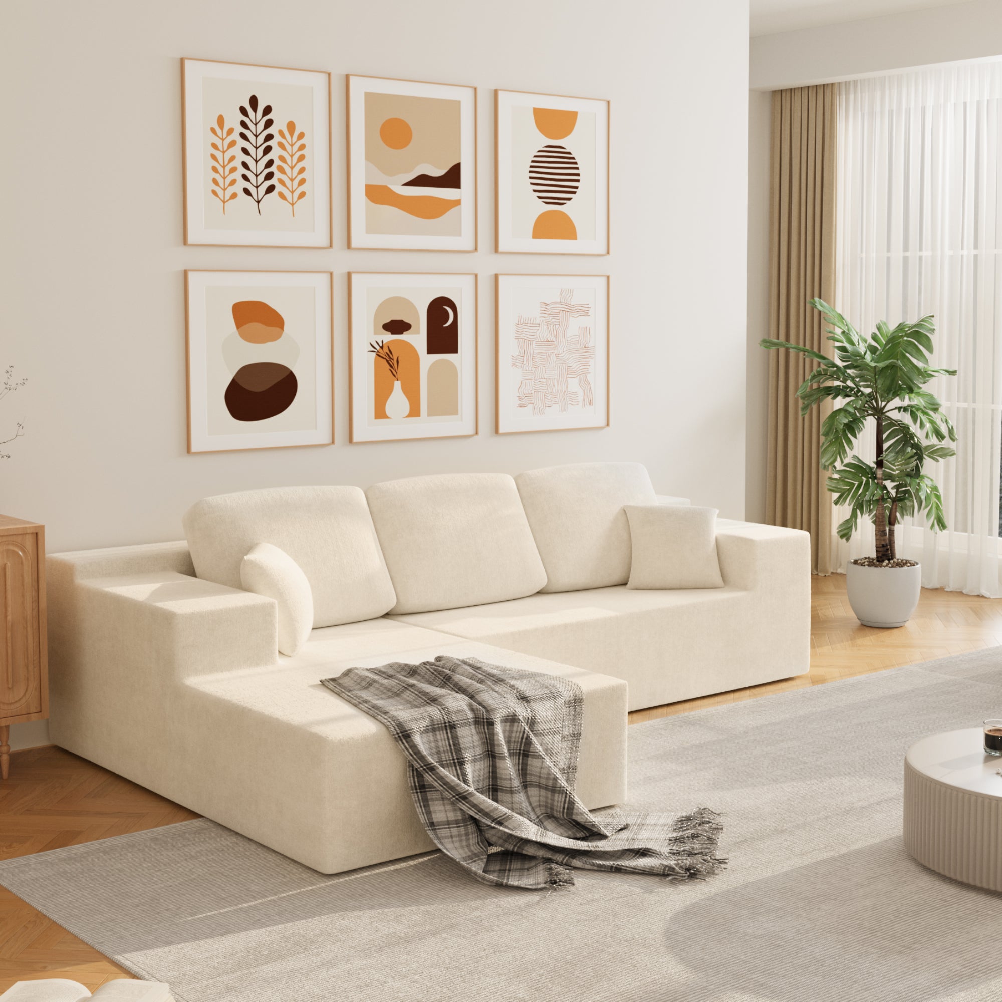 homall-sofa-ecksofa-chenille-beige-l-form-mit-chaiselongue-modular image 3