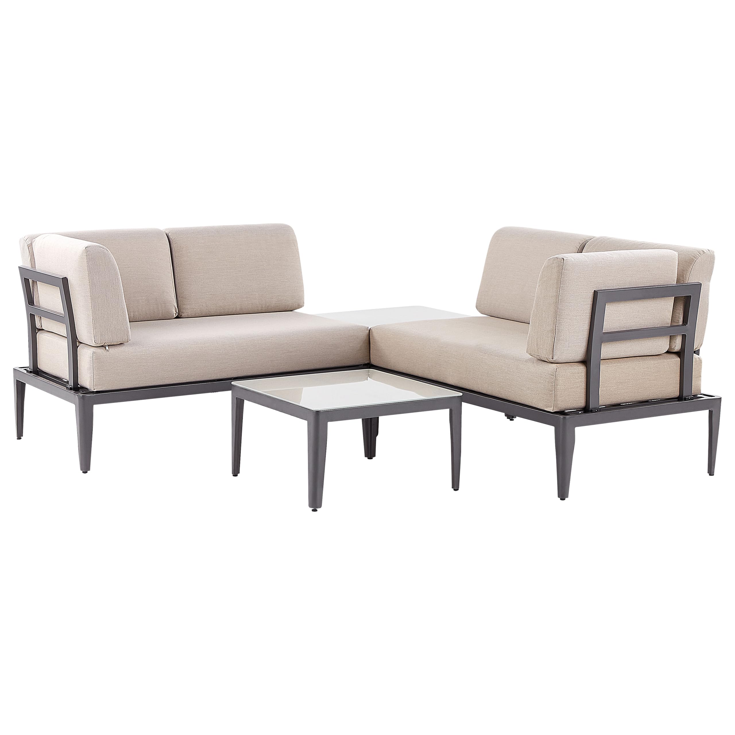 beliani-rima-iii-lounge-set-aluminium-grau-beige-6-personen image 6