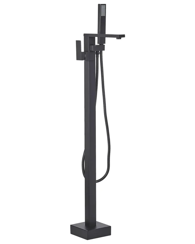 beliani-badewannenarmatur-freistehend-schwarz-matt-mit-brause image 1