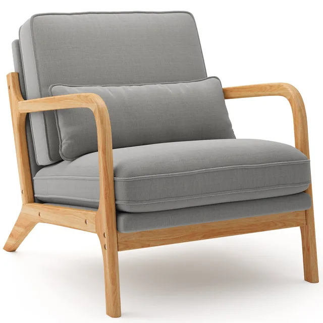 bealife-ar16-loungesessel-grau-holz-leinen-verstellbar image 1